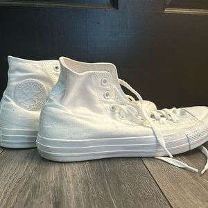 Converse all white high tops